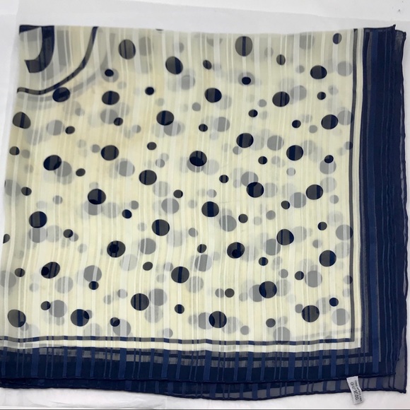 Chanel Navy & White Silk Chiffon 90cm Scarf - Picture 7 of 9
